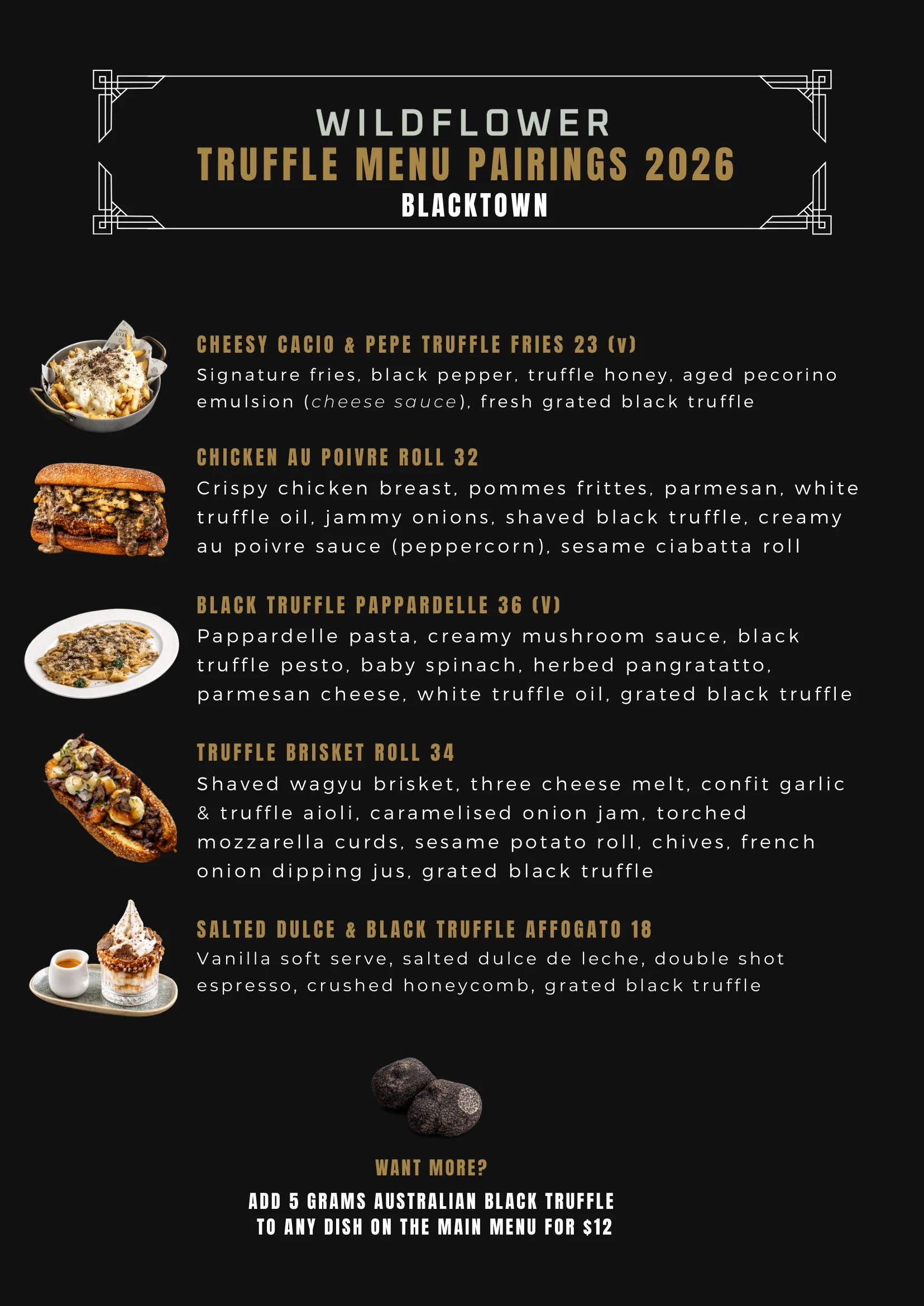 Wildflower Truffle Menu Pairings 2026 — Blacktown